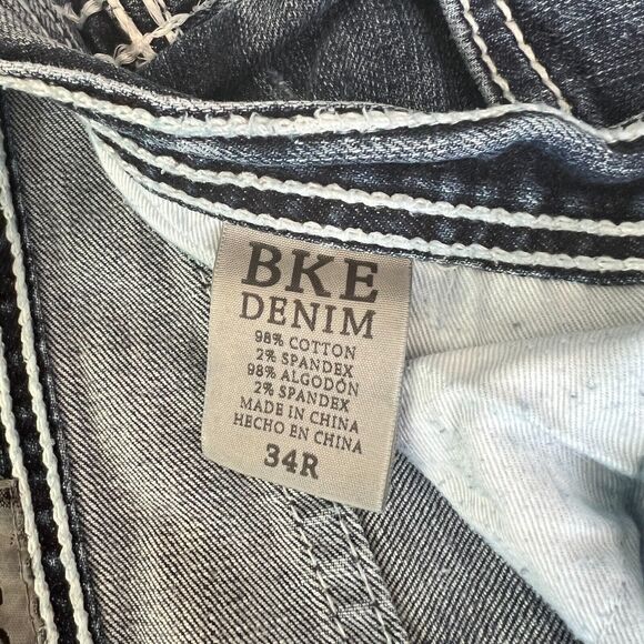 BKE Tyler Jeans Size 34R Men Straight Fit Distressed Medium Wash Blue Denim - Picture 5 of 7